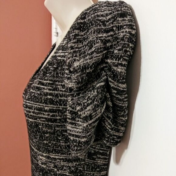 Forever 21 Shirred Sleeve Bodycon Sweater Dress Black Beige Small - Picture 3 of 10
